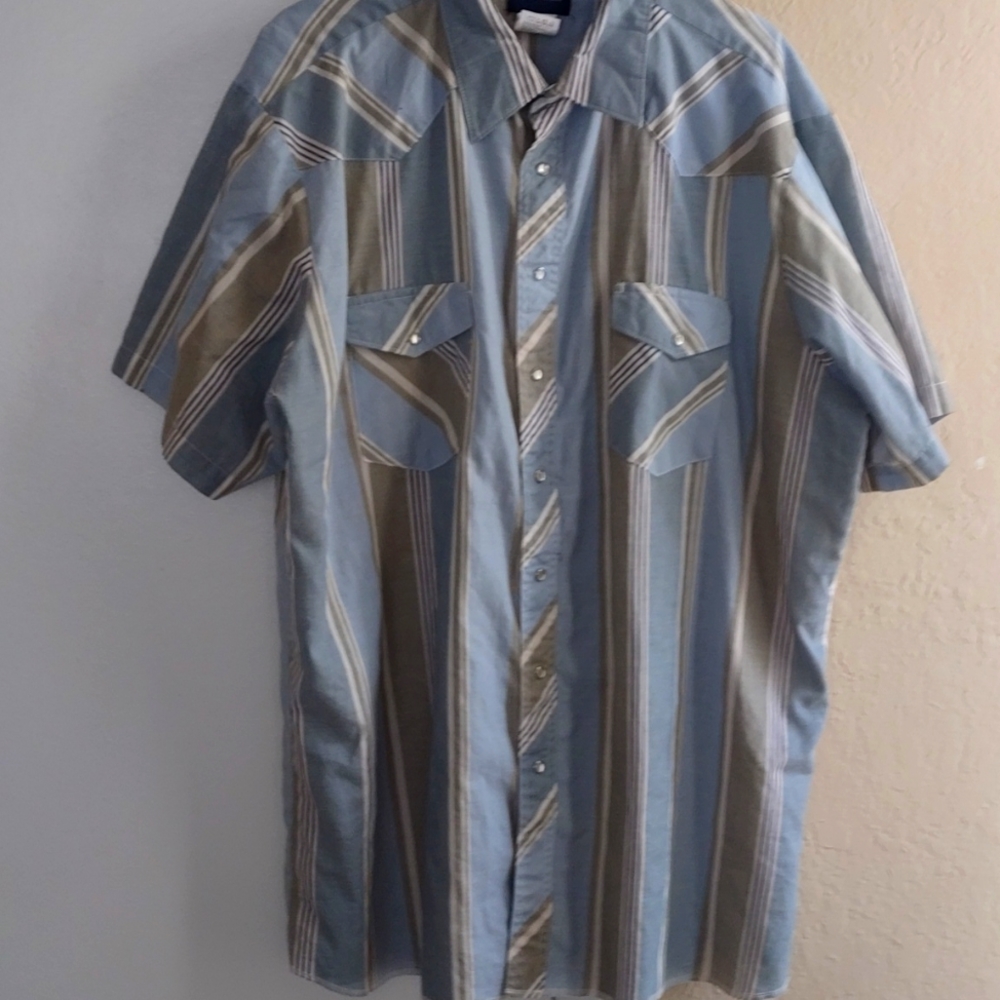 Vintage 80s Wrangler Shirt Stripe Men's Western Cowboy Snap - 80s Retro